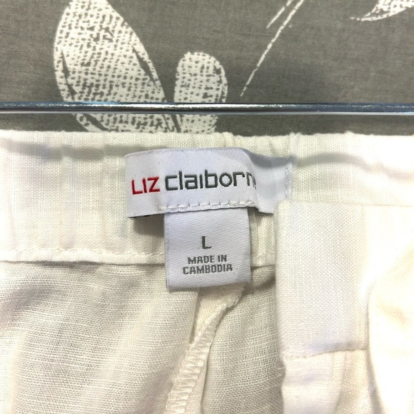 🤍”Liz Claiborne” NWT Women’s White Linen/Cotton Blend Pants w/ Pockets🤍 - Picture 6 of 13